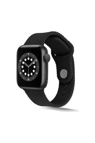 Ekılıf - Apple Uyumlu Watch 38mm - Kordon Silikon Kordon Krd-37 - Siyah
