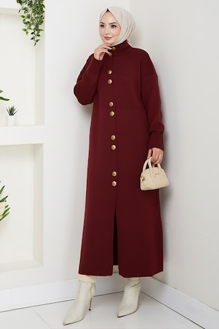 Reha Düğmeli Triko Hırka 1603 - Bordo Bordo