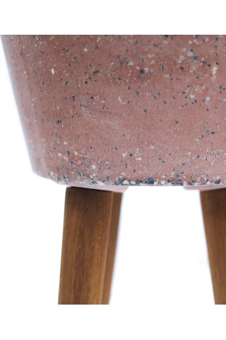 Aspen Ahşap Ayaklı Beton Saksı Pembe Gri
