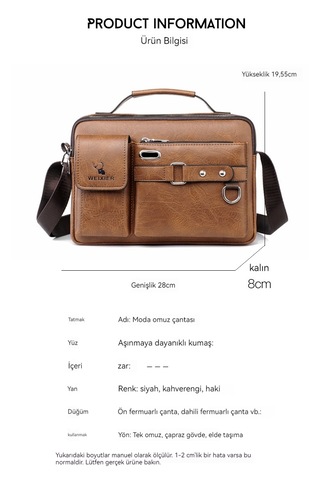 Erkek Büyük Kapasiteli Su Geçirmez Omuz Çapraz Çanta - Siyah 05 Siyah