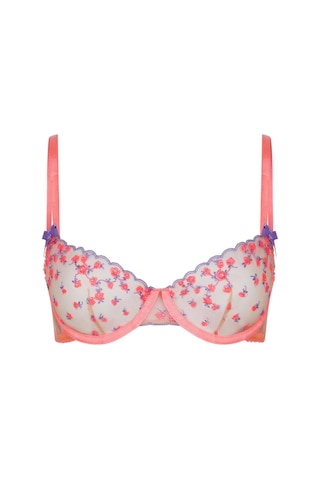 Agent Provocateur Lissa Plunge Underwired Bra, Aşık Edici Avusturya Işlemeli Lila Çiçekli Sütyen Pembe