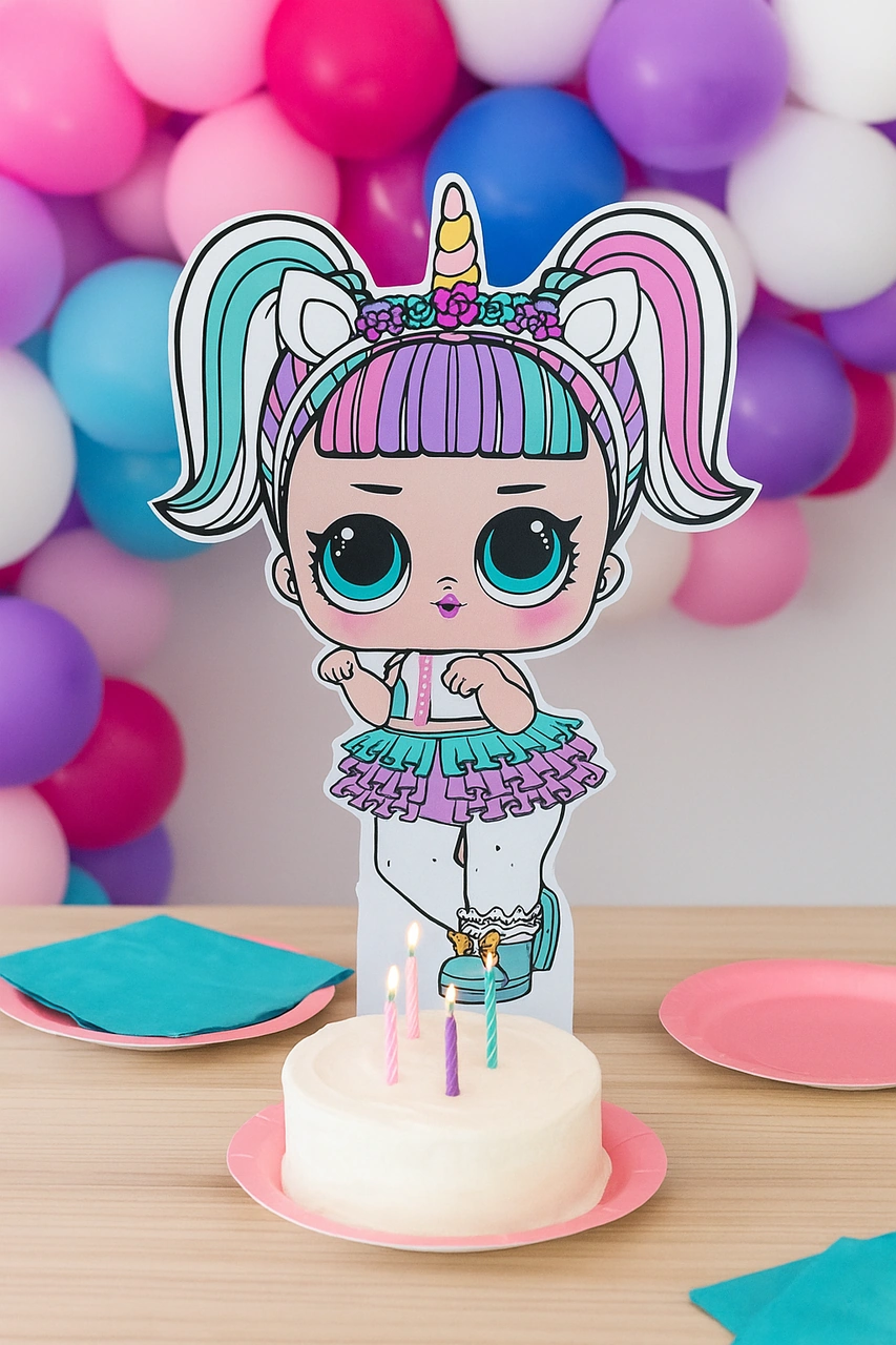 Ayaklı Pano Lol Bebek Unicorn Temalı 50x30 Cm Doğum Günü Masa Dekoru Oda Süsü Diğer