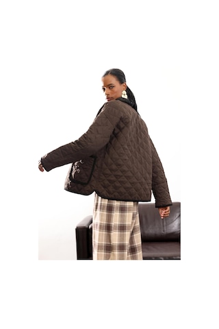 Acı Kahve Kadife Yakalı Kapitone Mont 3011 Acı Kahverengi