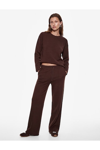 Koton Regular Fit Uzun Kollu Bisiklet Yaka Basic Sweatshirt Kahverengi 7wak10006ek Kahve