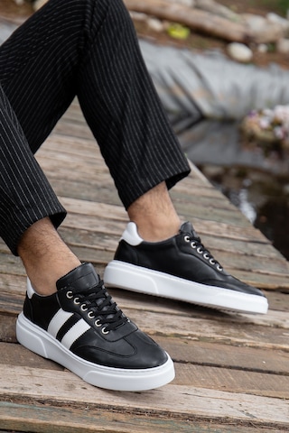 Saphiro Günlük Ortopedik Erkek Sneaker Spor Ayakkabı Siyah-beyaz