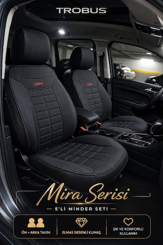Skoda Rapid 2012 Ve Sonrası Uyumlu Mira Serisi Siyah 5'li Oto Koltuk Minderi