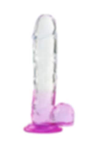 Pembe Tilki Silikon Şeffaf Mor Renkli Realistik Dildo 15 Cm