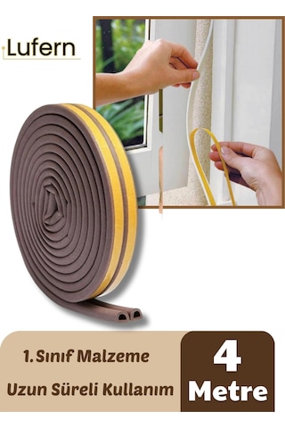 4 Metre Kahve Pvc Doğrama Kapı Pencere Soğuk Geçirmez Sızdırmaz İzolasyon Fitil Yapışkanlı 2x2 4 Mt 4 M