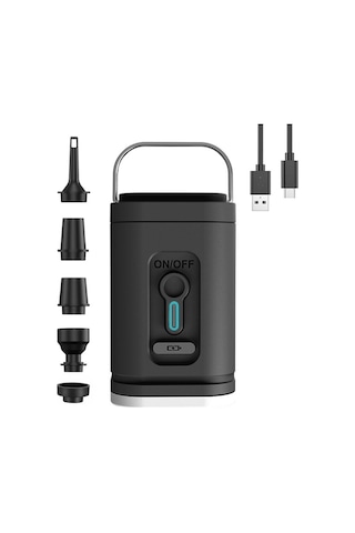 Lemestar Usb Kablosuz Hava Pompa, 200l/dak Hacim, 5 Ağızlı, Led Işıklı, İçinli Li-pil, Havlu Yatakları-havuzlar-kayıklar İçin Doldurma-emme, Siyah