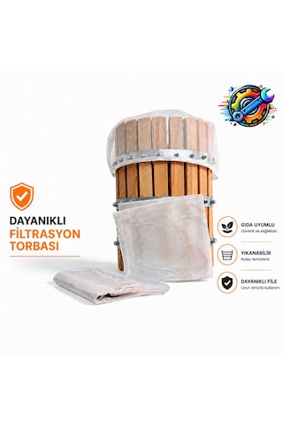 10 Lu Filtrasyon Torbası Pres Sepet Tülü Üzüm & Meyve Sıkma Presi Uyumlu Krem