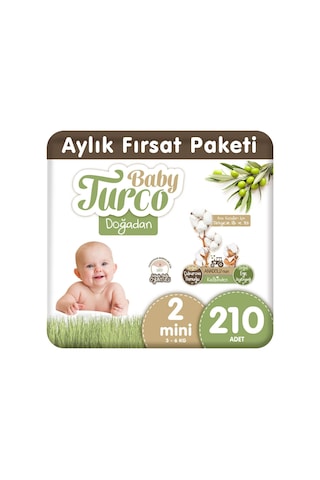 Baby Turco Doğadan Bebek Bezi 2 Numara Mini Aylık Fırsat Paketi 210 Adet