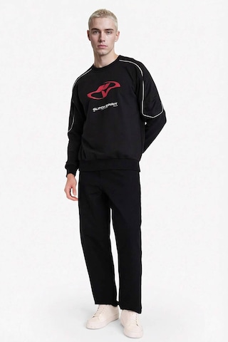 Defacto Boxy Fit Bisiklet Yaka Baskılı Sweatshirt F8660ax26spbk81 Siyah-bk81