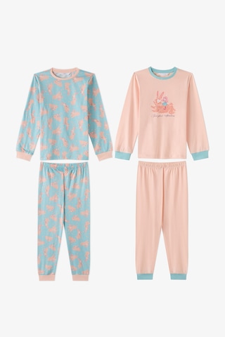 Penti Kız Çocuk Mint Bunny Ride Pamuklu Uzun Kollu 2li Pijama Takımı