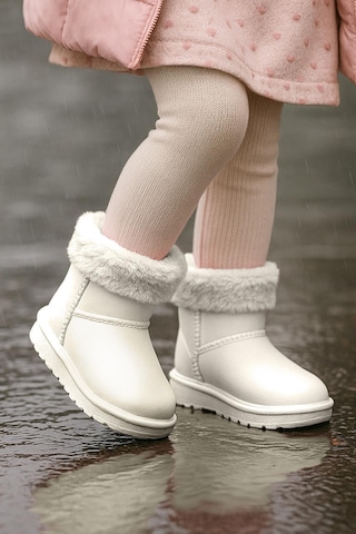 Kaptan Junior Çocuk İçi Kürklü Su Geçirmez Yağmur, Kışlık Bot Krem