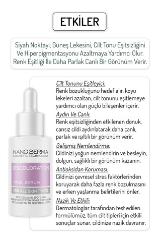 Nanoderma Siyah Nokta Serum Cilt Tonu Eşitleyici Leke Sivilce Göz