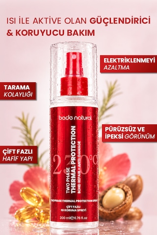 Bade Natural Çift Fazlı Isı Koruma Spreyi 200 Ml