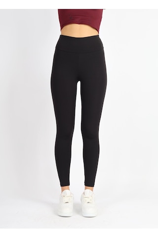 Soft&Basic Kadın Siyah Esnek Uzun Spor Ve Günlük Tayt Siyah