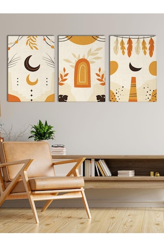 Bohem Stil Kanvas Tablo Seti 3 Adet 40x55 CM Boho Art