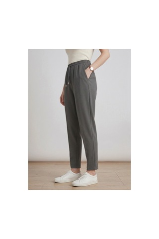 Milera Gri Beli Lastikli Bağcıklı Rahat Klasik/havuç Kesim Double Kumaş Pantolon Gri - 884222785 Gri