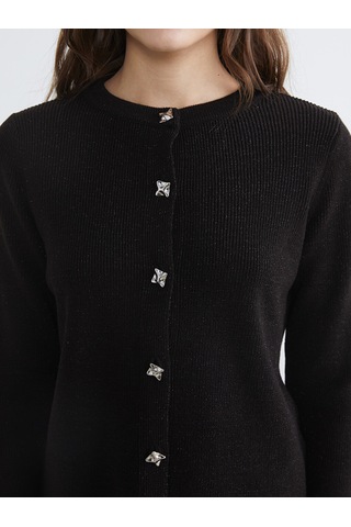 Lcw Comfort Siyah Bisiklet Yaka Kadın Triko Hırka