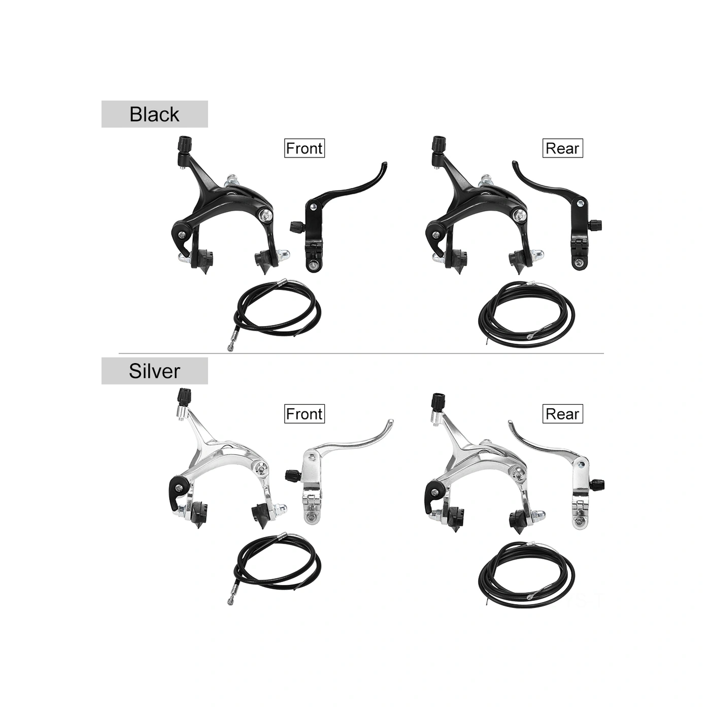 Yunboo Siyah Ön Çekiçli Jant Bisikleti Ve Yol Bisikleti Kullanıma Uygun Alüminyum Fren Seti Fren Çekiçi + Kolu + Kablolu Tüp Çok Renkli
