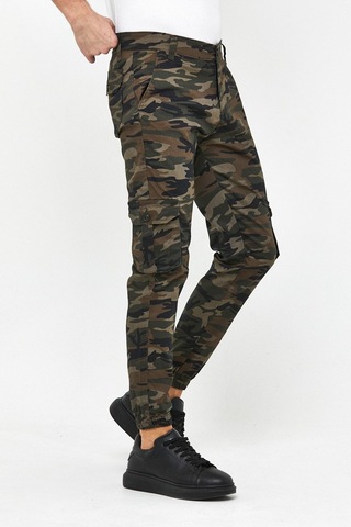 Slim Fit Körüklü Cep Paça Lastikli Esnek Kumaş Erkek Kargo Pantolon haki