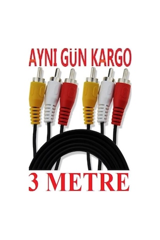 Alfais 5007 3Rca To 3 Rca Ses Görüntü Tos Scart Kablosu 3 Metre