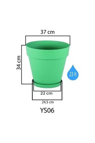 Serinova Ys06 Yalı Saksı Drenaj Aparatlı Tabaklı Dekoratif Saksı 37cm, 23 Litre Antrasit Belirtilmemiş
