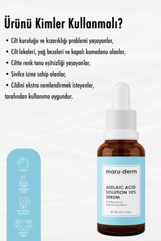 Maruderm Azelaik Asit Solüsyon %10 Aydınlatıcı Leke Karşıtı Cilt Bakım Serumu 30 ML
