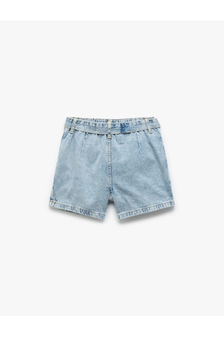 Koton Pamuklu Cepli Kemer Detaylı Denim Şort Etek Lıght Indıgo 5skg40048ad Açık Mavi
