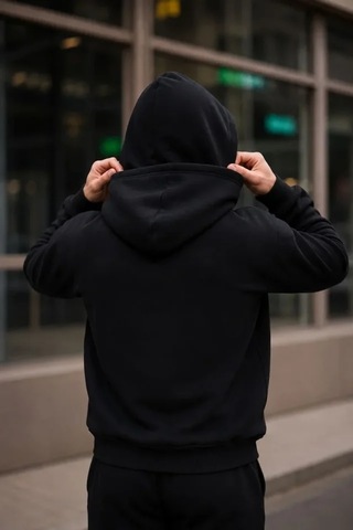 Veraura Lifestyle Erkek Maskeli Ninja Model Çift Kapüşonlu 3 İplik Şardonlu Fermuarlı Sweatshirt - Siyah