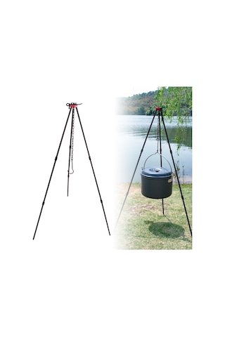 Sundick-kamp Şenlik Ateşi Tripod Taşınabilir Üçgen Destek Kamp,siyah Siyah