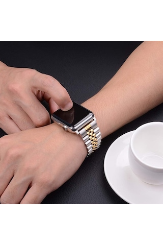 Apple Watch Seri 2 3 4 5 6 7 8 Se Ultra Uyumlu 38 40 41 Mm Uyumlu Paslanmaz Çelik Rolex Saat Kordonu