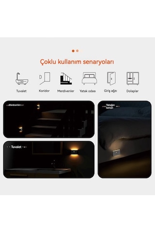 Didadodo Akıllı Hareket Sensörlü Duvar Tipi Gece Lambası 4 Beyaz, 4 Adet Led, Uzaktan Kontrol Edilebilir Beyaz