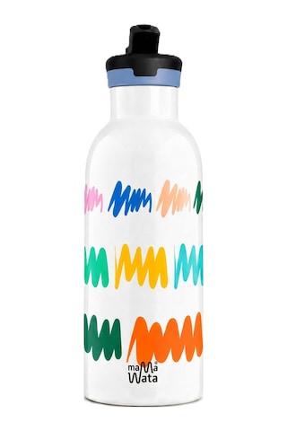 Mamawata Doodle Pipetli Çocuk Termos Matara 470 Ml Paslanmaz Çelik Sızdırmaz Yalıtımlı Suluk Beyaz