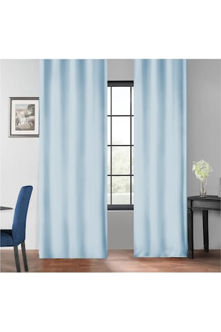 Taç Soft Açık Mavi Fon Perde Mavi