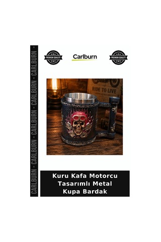 Kuru Kafa Motorcu Tasarımlı Metal Kupa Bardak Özel Gün Objesi Sürpriz Hediye Çok Renkli