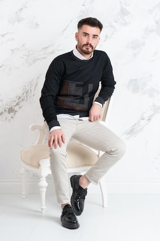 Ecer Slimfit Parça Desenli Ince Triko Erkek Kazak