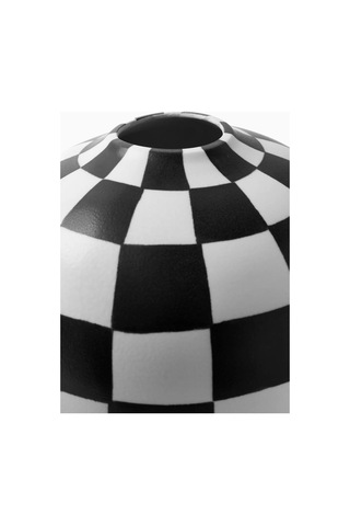 Large Damier Porselen Vazo Beyaz - Siyah