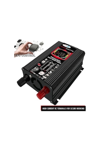 Besthome1 12v-220v 6000w Araç Güç Çevirici, Lcd Ekranlı, Çift Usb, Siyah