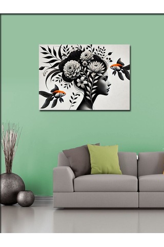 Kanvas Tablo Siyah Beyaz Kadın 50cmx70cm