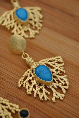 Stoneagejewellery Stoneage Altın Kaplama Bayan Kolye Turkuaz Ve Yeşim Taşlı Altın