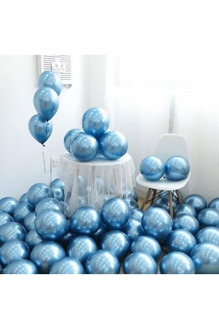 5 Ad Mavi Renkli Parlak Krom Metalik Aynalı Balon