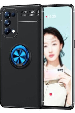 Oppo Reno 5 Pro 5g Kılıf Yüzüğü Stant Ve Araç Tutucu Olabilen Şık Esnek Premium Silikon Kapak Ryc/ravel Siyah - Mavi