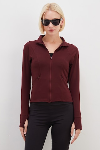 Fullamoda Parmak Geçirmeli Dalgıç Kumaş Slim Fit Ceket Mürdüm