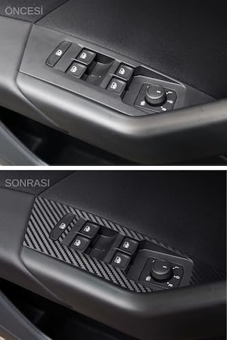 Ayrex Graficar Design Volkswagen T Cross İle Uyumlu İç Trim Folyo Kaplama Set Mat Karbon Siyah Diğer