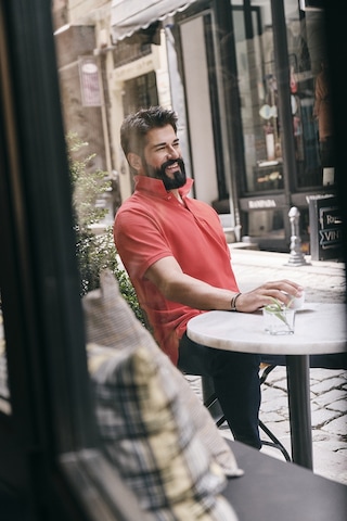AC&Co / Altınyıldız Classics Erkek Nar Çiçeği Slim Fit Dar Kesim Polo Yaka %100 Pamuk Tişört 4A4820200001NCCXL Narçiçeği