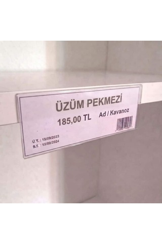 Cep Tipi Yapışkanlı Şeffaf Etiketlik 10x3cm U Tipi 50li Paket 50 Adet