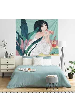 Honmex Nordik Stili Sevgili Çizimli Duvar Örtüsü - Yumuşak Tüylü Kumaş, 3d Baskı, Yıkama Dayanıklı, 130x150cm, Montaj Setiyle Tys1 Diğer