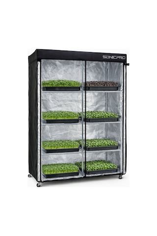 Sonicpro Bitki Yetiştirme Kabini 120x40x160 Microgreen Model Raflı Tekerli